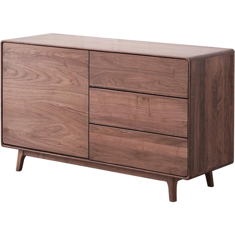 北欧实木餐边柜黑胡桃木储物柜原木柜子客厅靠墙茶水柜家用玄关柜