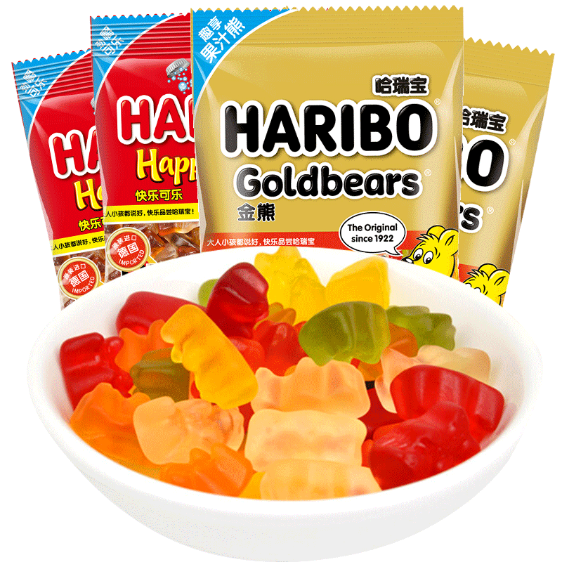 haribo哈瑞宝德国进口金熊橡皮糖水果味400g果汁糖果网红小熊软糖