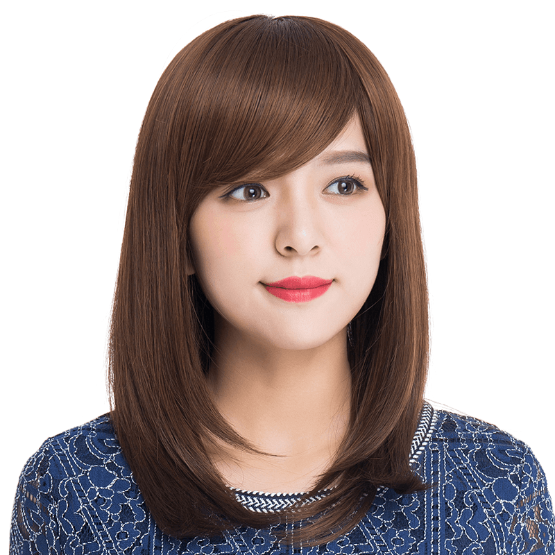 假发女长发隐形无痕全头套斜刘海自然中长发锁骨发内扣时尚假发套