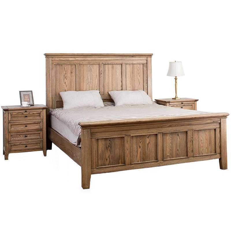 木朵朵现代简约双人床定制木蜡油美式橡木婚床实木原木色高档家具