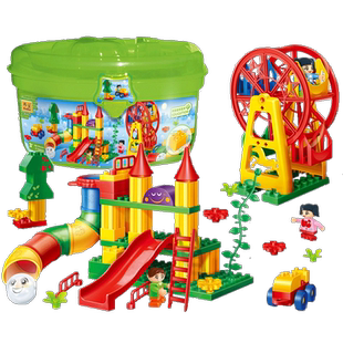 邦宝益智拼插3儿童4大颗粒5积木6岁早教玩具管道摩天轮游乐场6515