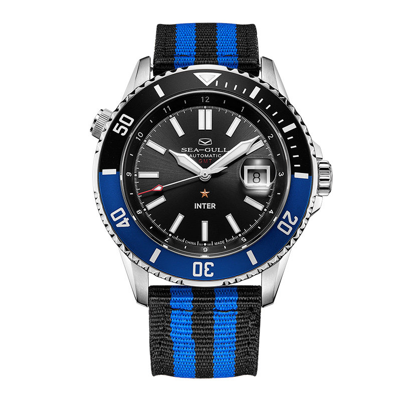 seagull海鸥手表男自动机械表钢带夜光防水潜水表海洋之星魅夜黑