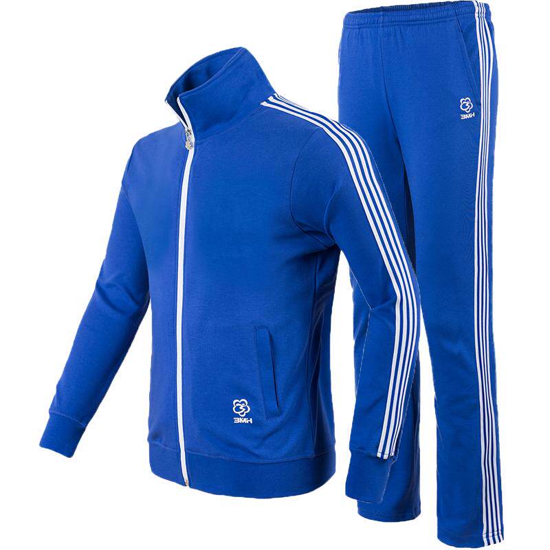 三枝梅花牌运动套装男士春季纯棉情侣跑步休闲服女复古团队服定制