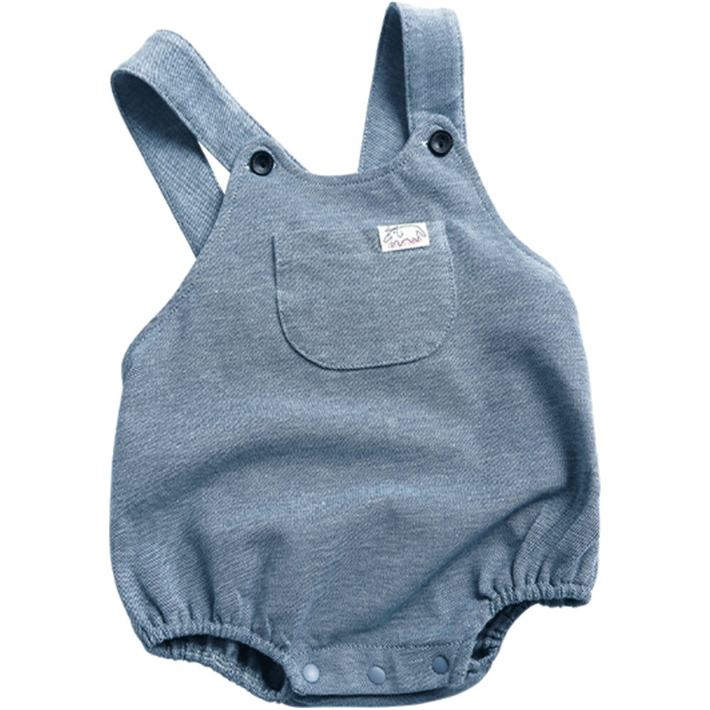 婴儿包屁衣棉质仿牛仔宝宝三角哈衣可爱超萌连体衣夏薄款背带裤