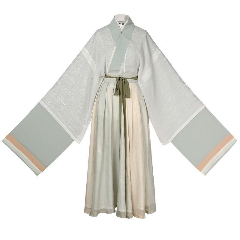 【淡竹叶】花朝记汉服原创 魏晋制复原款襦裙 春夏5米摆交窬裙