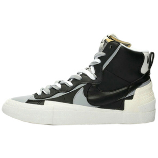 库客 nike blazer mid x sacai联名解构黑白板鞋 bv0072-002-100