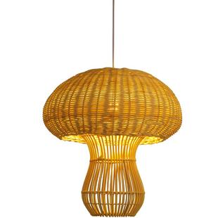 创意个性蘑菇竹编吊灯中式禅意茶室餐厅酒店民宿艺术造型装饰灯具 券