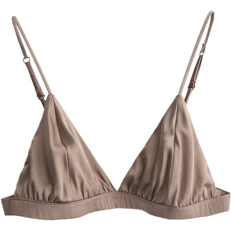 法式真丝内衣三角小胸文胸女超薄款无钢圈不空杯蚕丝无痕夏天胸罩