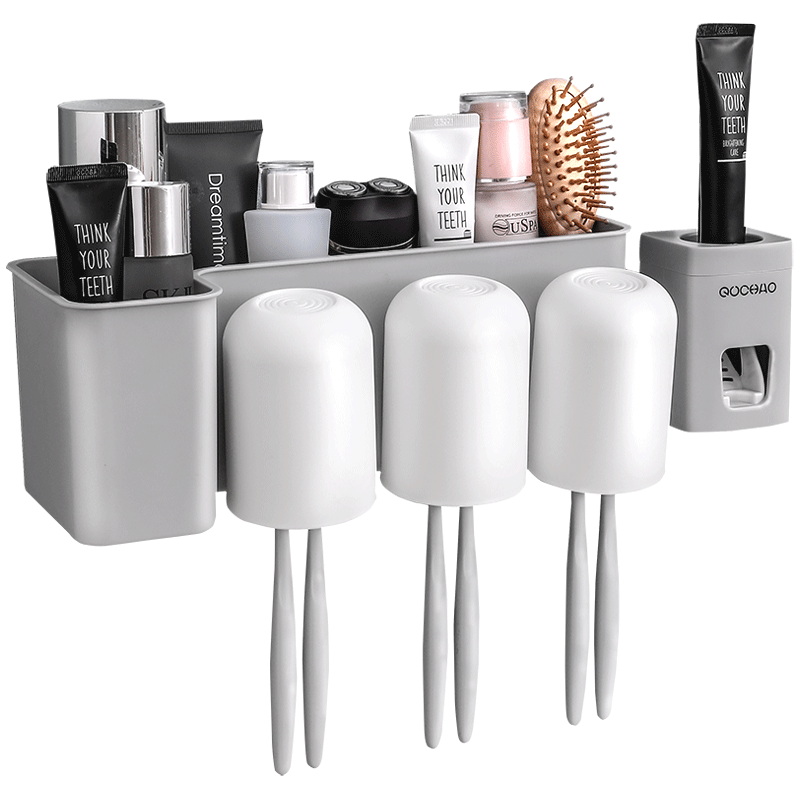 牙刷置物架免打孔漱口刷牙杯挂挤牙膏神器卫生间壁挂牙具收纳套装