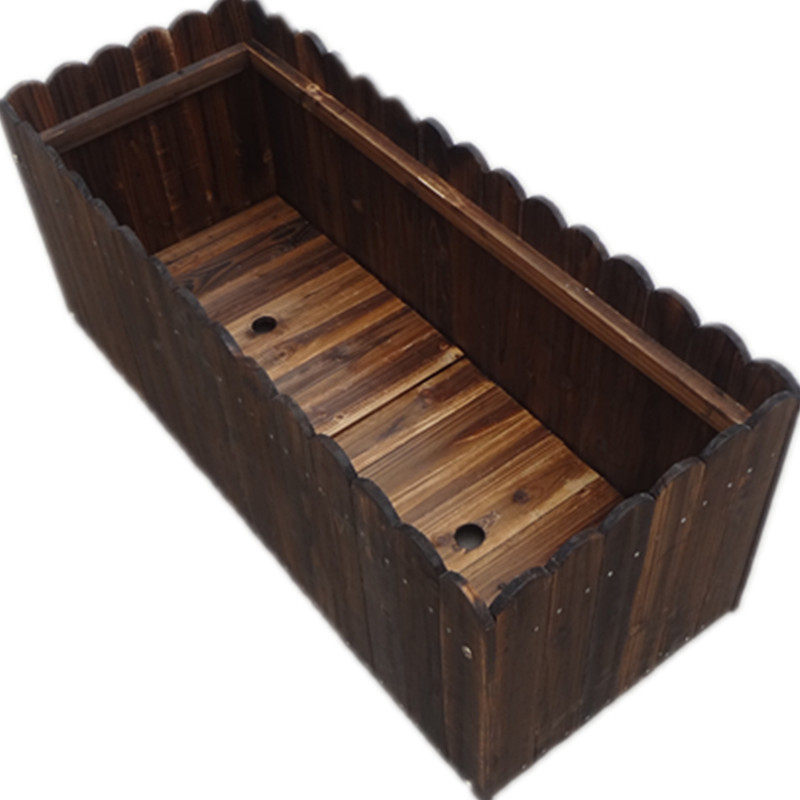 长方形木花盆 碳化木花箱 室外种植箱户外阳台种菜盆露台庭院实木