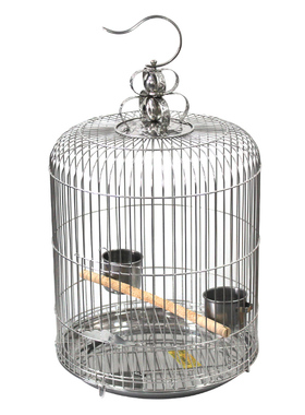 不锈钢鸟笼八哥画眉鸟笼子大号圆笼