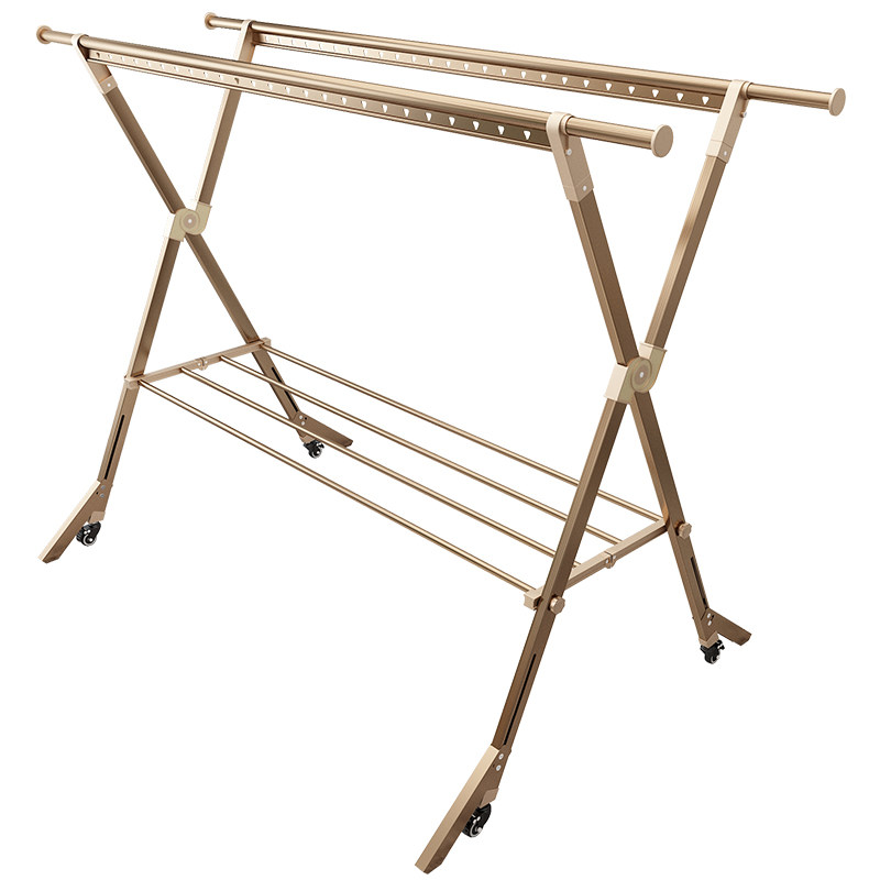 晾衣架落地折叠室内室外家用阳台双杆式晾衣杆凉衣架晒被衣架神器