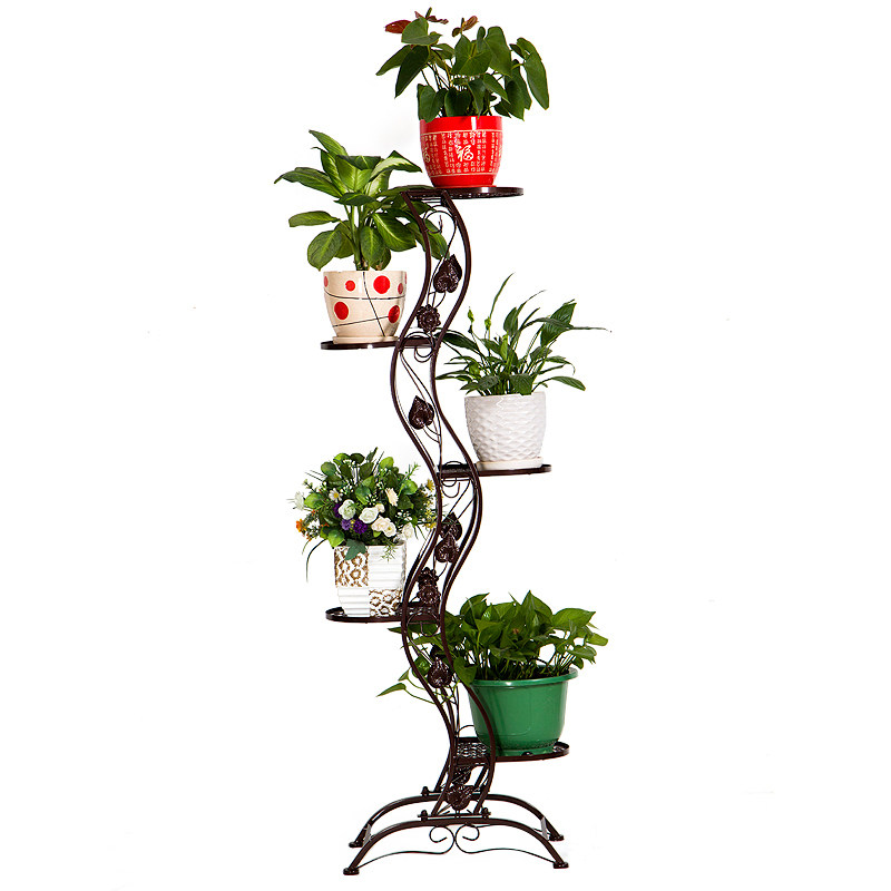 创意多层铁艺落地式绿植花架子欧式客厅阳台花盆置物架靠墙装饰