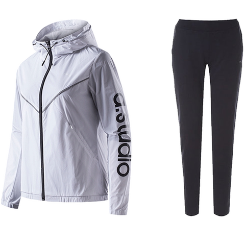 安踏运动套装女两件套2019秋新款官网正品休闲外套卫衣运动上衣女