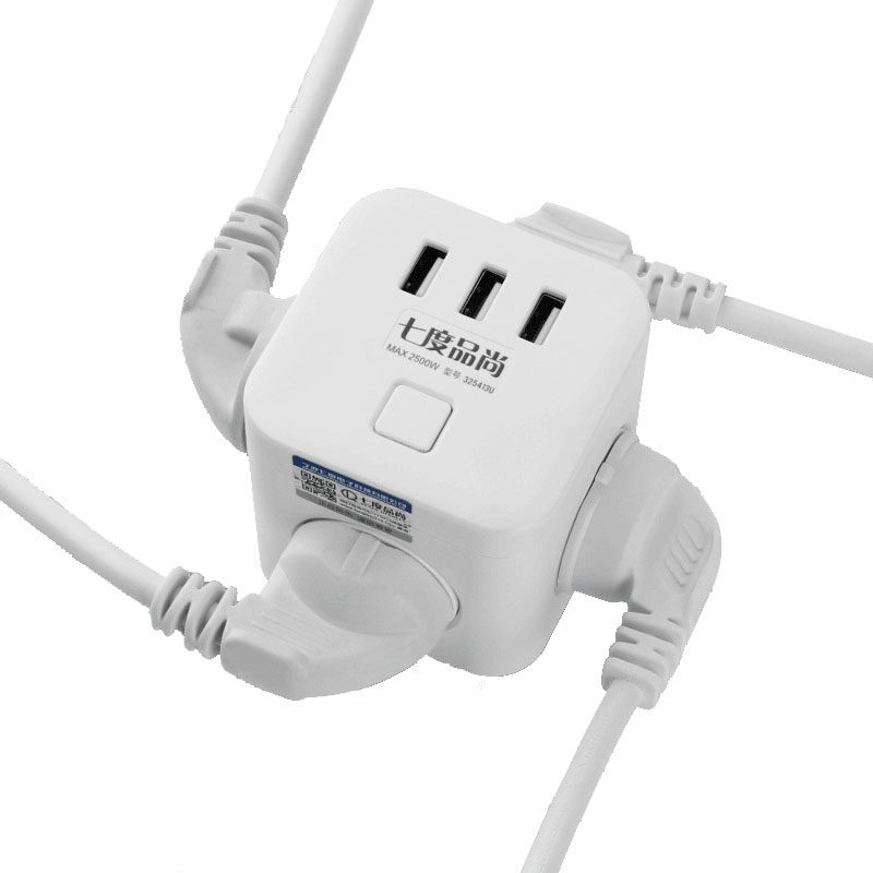 家用扩展无线转换器插头多用usb插线板电源插座一分二三开关迷你