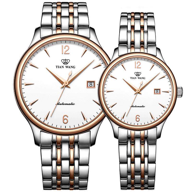 天王表正品防水自动机械表 钢带手表潮流休闲腕表情侣对表5845 - 天王