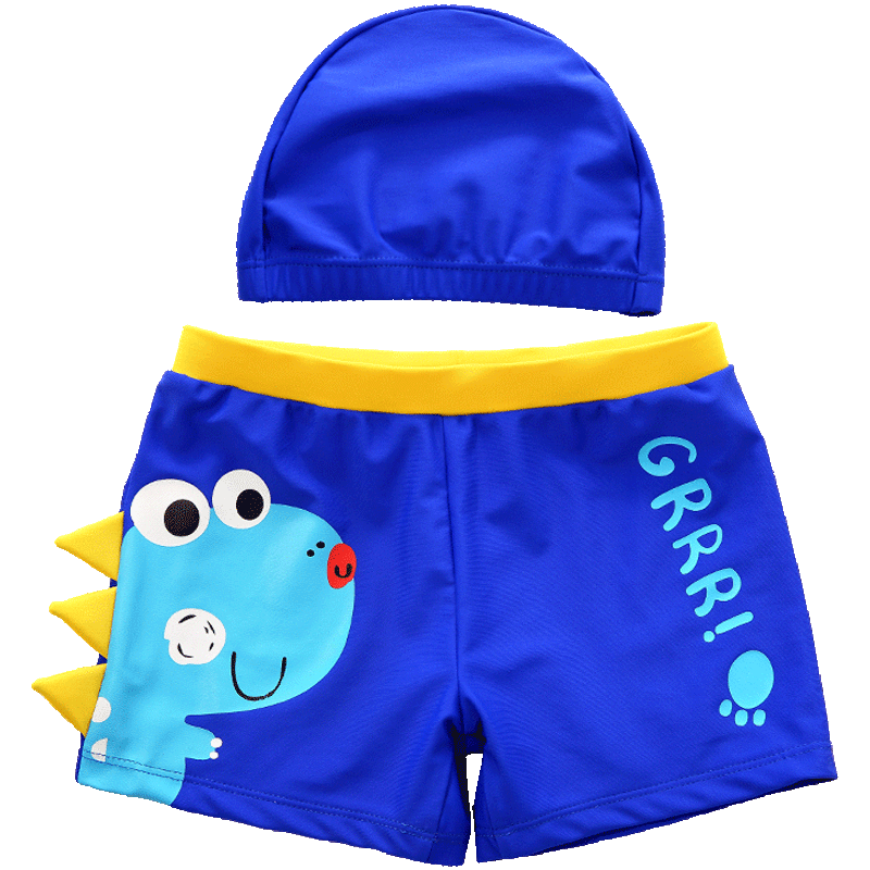 儿童泳裤男童平角泳衣中大童宝宝游泳衣男孩游泳裤沙滩小童带帽套