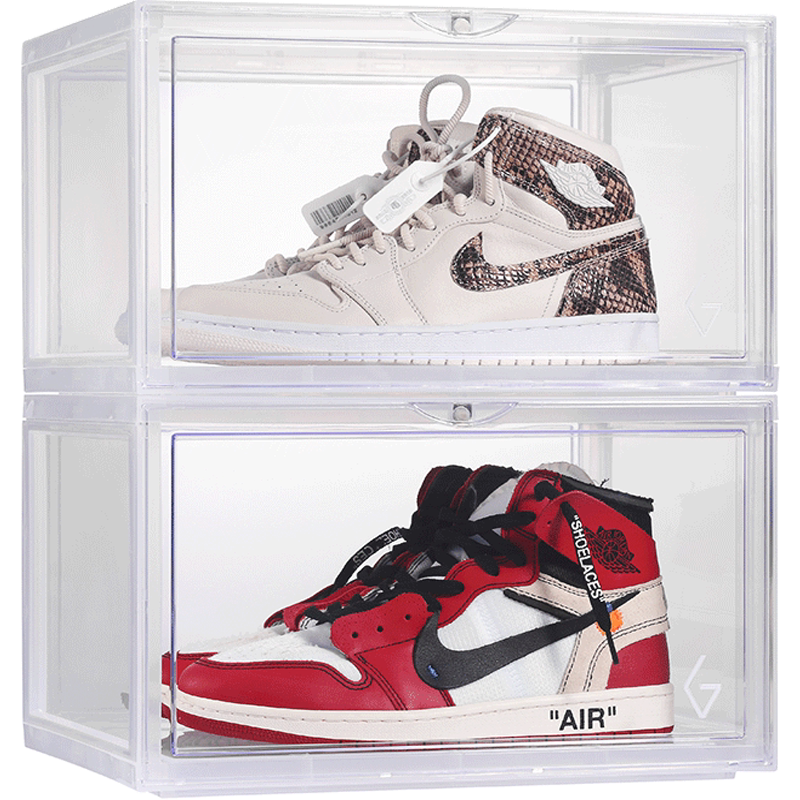 goto鞋盒aj球鞋收纳盒透明侧开防氧化磁吸鞋柜高邦网红鞋架20个装
