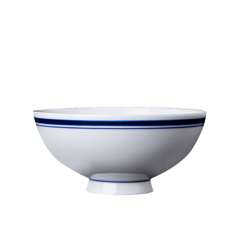 工艺品质蓝边碗米饭碗粥碗小面碗高脚碗传统老式景德镇蓝边餐具
