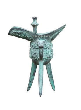 兽面爵 仿古青铜器工艺品摆件饮酒器铜爵杯酒樽三脚杯 高脚杯道具