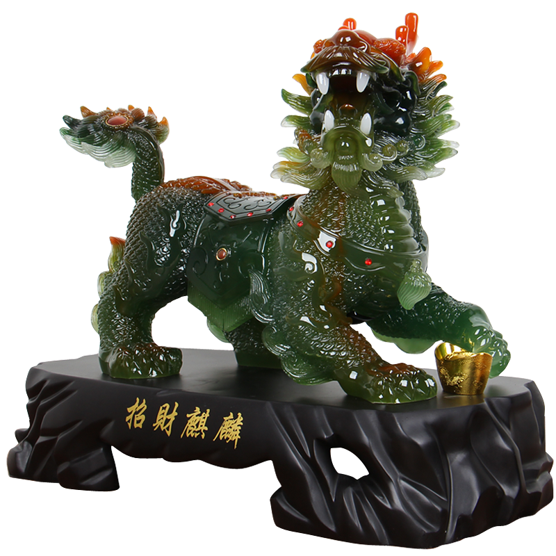 开光大号招财麒麟摆件一对旺财送子风水乔迁家居装饰开业工艺礼品