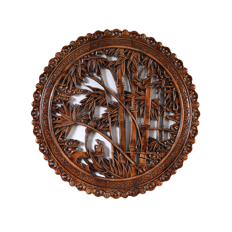 东阳木雕挂件中式客厅卧室内装饰壁挂香樟木雕刻实木工艺品玄关画