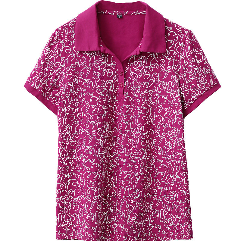 2021年新款妈妈夏装短袖t恤女纯棉半袖小衫老年人夏季上衣polo衫