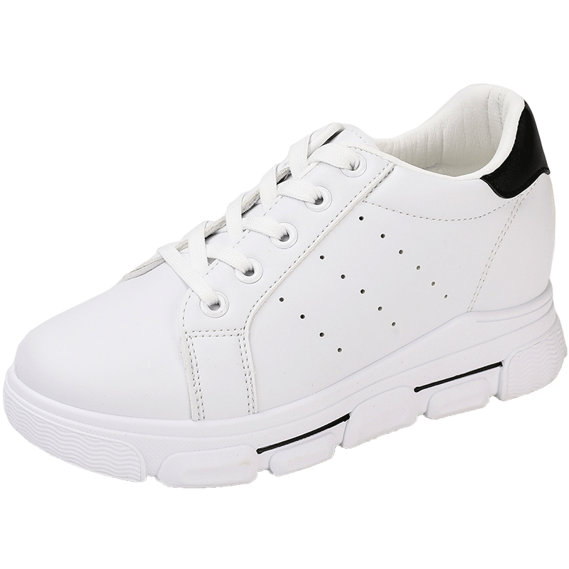 大东2020新款秋季休闲中跟内增高鞋侧透气孔系带小白鞋女20q2518