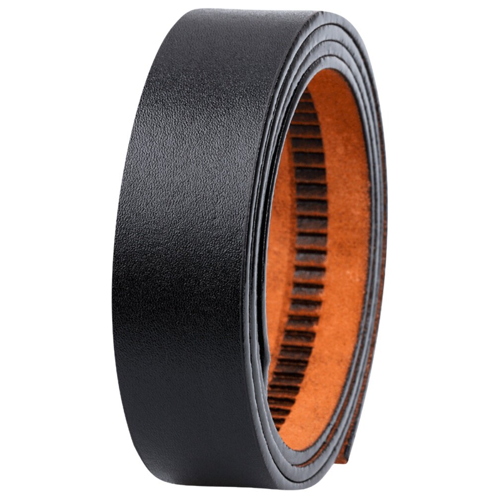 无头皮带牛皮自动扣不带头腰带真皮不带扣打孔针扣无牙无孔带子男