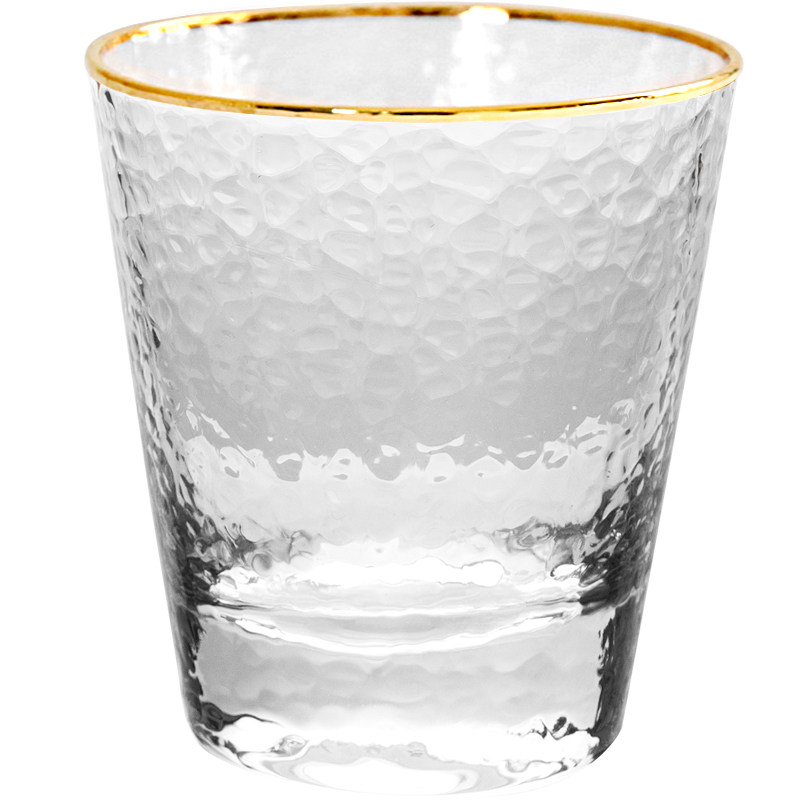 亿嘉好看的金边玻璃杯水杯茶杯喝水杯简约牛奶杯子透明早餐果汁杯