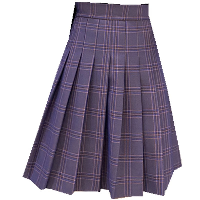 大码紫色jk格子百褶裙女夏ins学院风高腰a字中长裙遮胯显瘦半身裙
