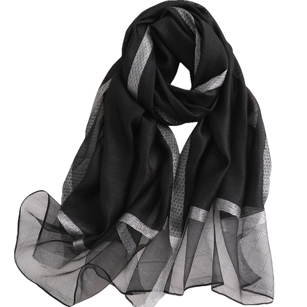 真丝丝巾女围巾薄款纱巾桑蚕丝春秋冬季百搭外搭秋款洋气时尚送礼