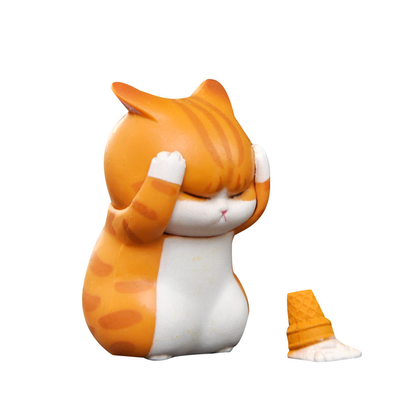 空想造物苦恼小猫盲盒可爱卡通猫咪网红玩偶摆件桌面蛋糕装饰品