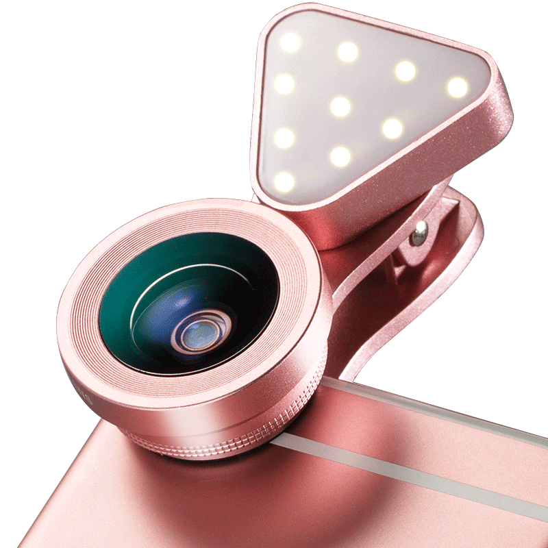 广角手机镜头微距鱼眼led补光灯三合一通用单反摄影套装抖音直播美颜