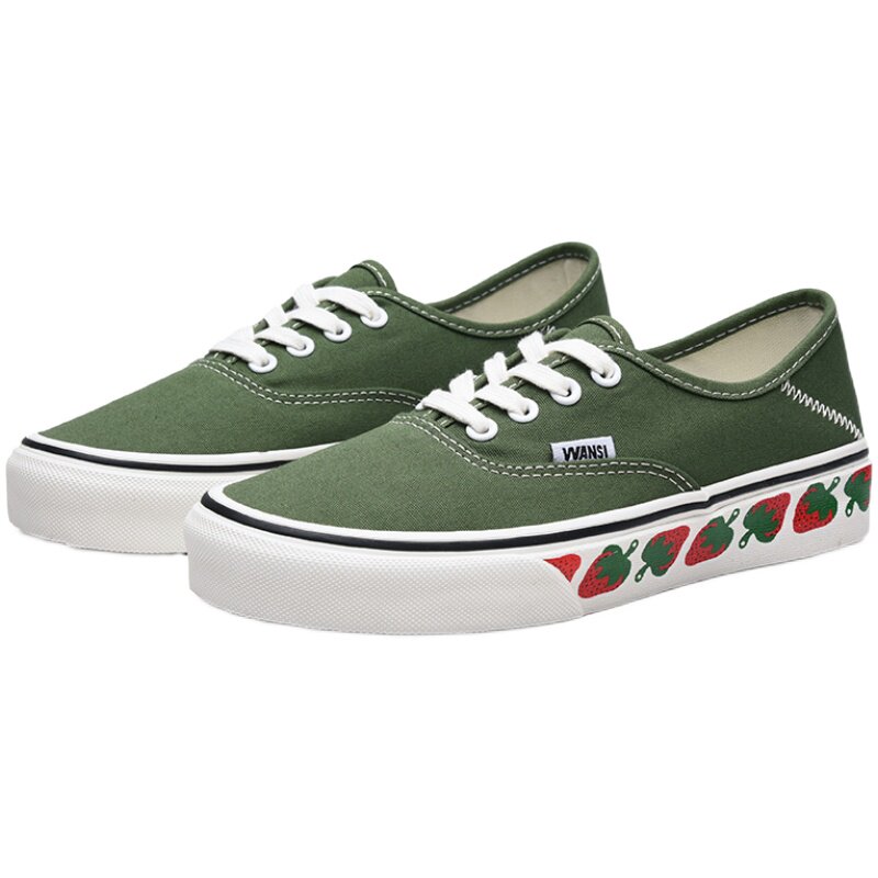 wans万斯小草莓绿色新款低帮帆布鞋子女鞋夏季一脚蹬旗舰店官网