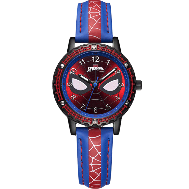 迪士尼蜘蛛侠儿童手表男指针式卡通漫威联名男童防水小学生电子表