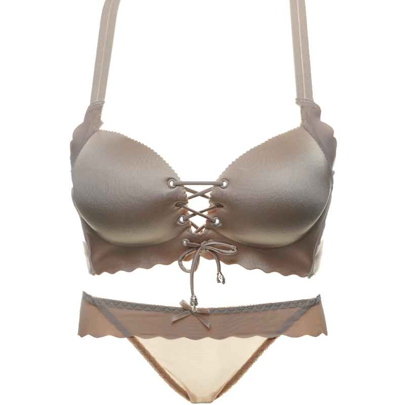 加厚显大聚拢绑带无痕无钢圈美背内衣女小胸春上托防下垂文胸套装