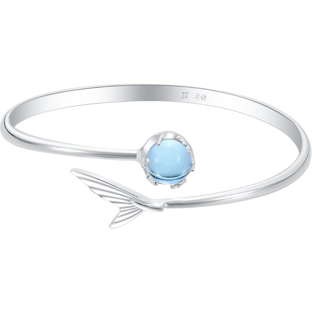 顺钦银楼s990纯银人鱼的眼泪银手镯女银镯时尚足银年轻款生日礼物