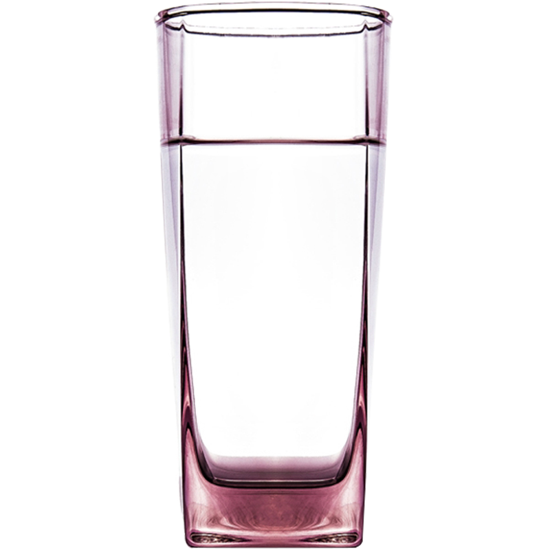 乐美雅无铅玻璃水杯彩杯圆杯方杯冰粉冰蓝茶杯开水杯饮料杯2只装