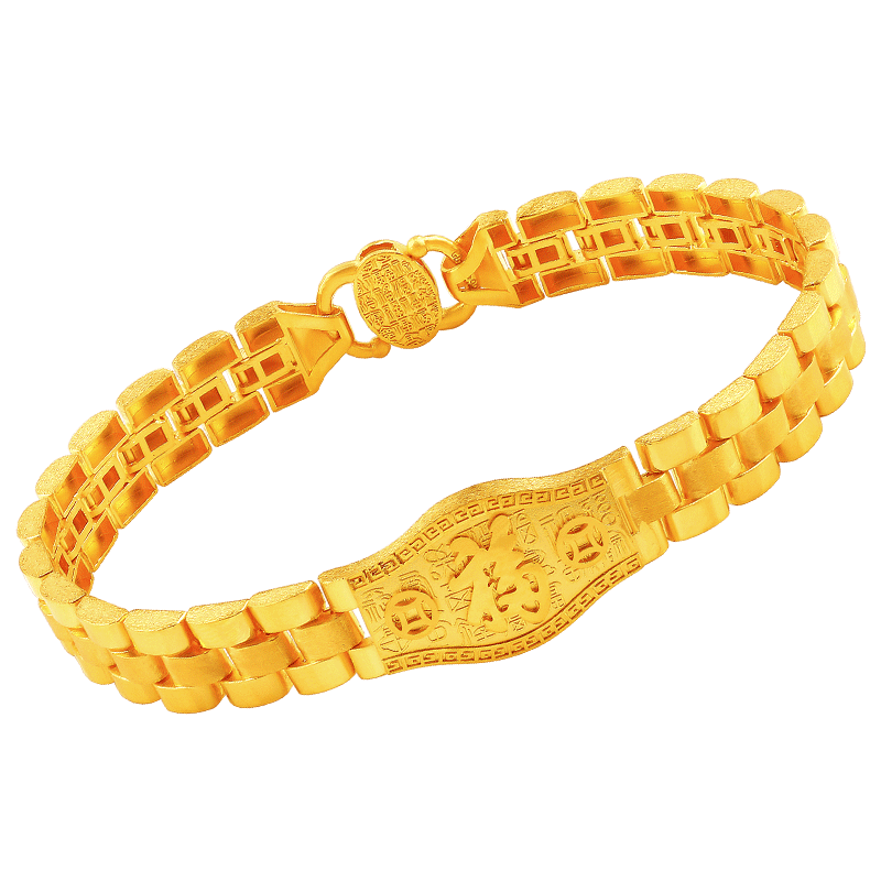 金龙珠宝黄金手链女款9999足金手表链福字腕表金手链gs117d