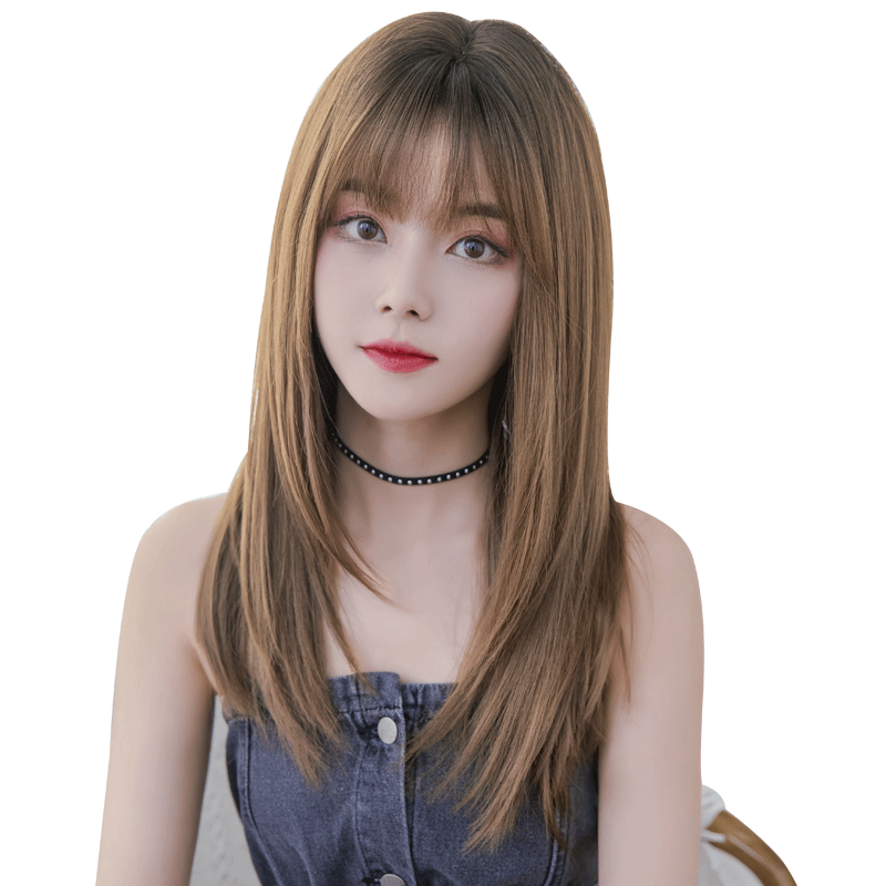 假发女长发自然全头套逼真长直发自然空气刘海新式发套网红中长发