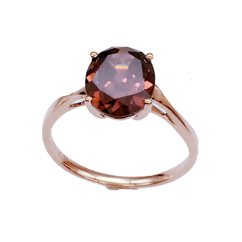 欧莱特珠宝新款俄罗斯585紫金套装项链14k金女玫瑰金香槟色鲁宾石