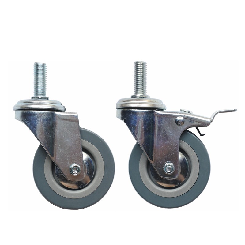 2寸3寸丝杆餐车万向轮活动轮脚轮手推车轮子设备轮刹车轮滑轮4寸
