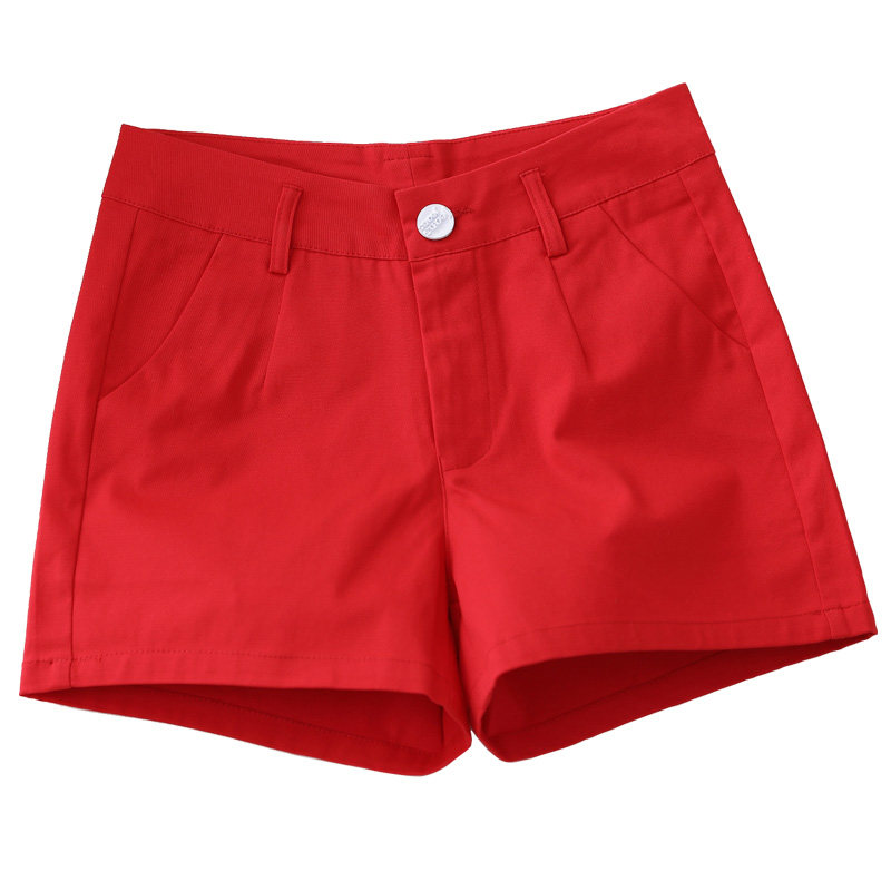 短裤女夏装2021新款韩版红色自然腰显瘦宽松阔腿热裤子百搭外穿