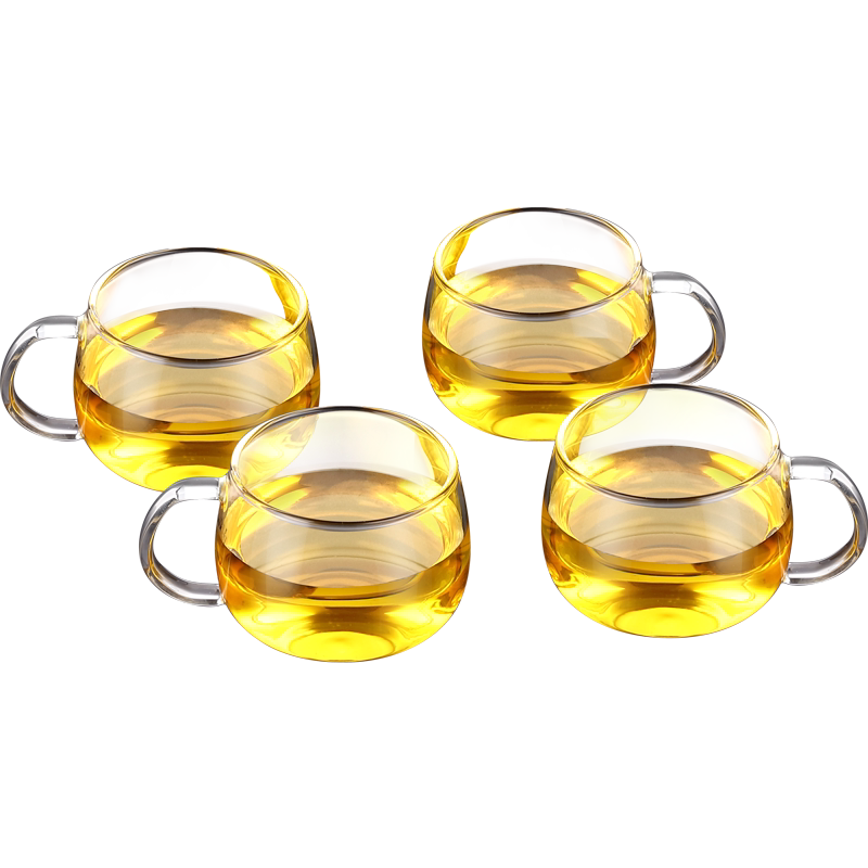 金灶k-105 耐热玻璃杯带把透明茶杯水杯小咖啡杯4个套装简约家用