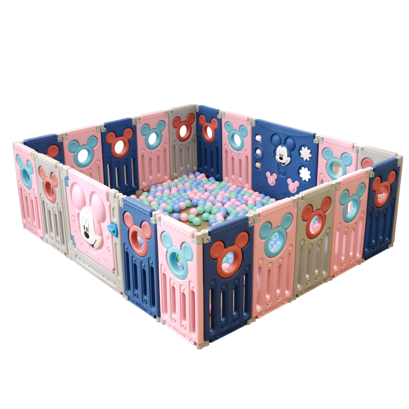 迪士尼儿童游戏折叠围栏室内宝宝爬行垫学步婴幼儿安全防护栏家用