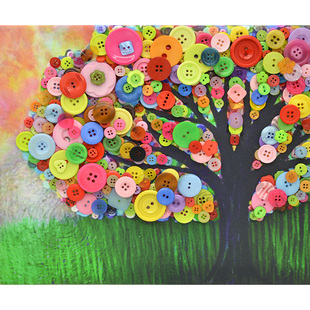 儿童彩色纽扣粘贴创意diy手工制作材料包礼物幼儿园小学生扣子画