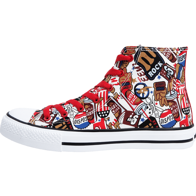 回力正品手绘鞋涂鸦高帮帆布鞋男女学生联名爆改鞋男潮鞋男板鞋男