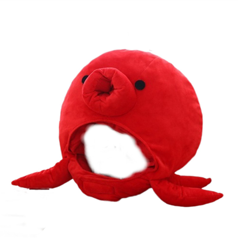 ins少女心可爱搞怪红色章鱼头套帽子毛绒玩具海洋动物帽拍照道具