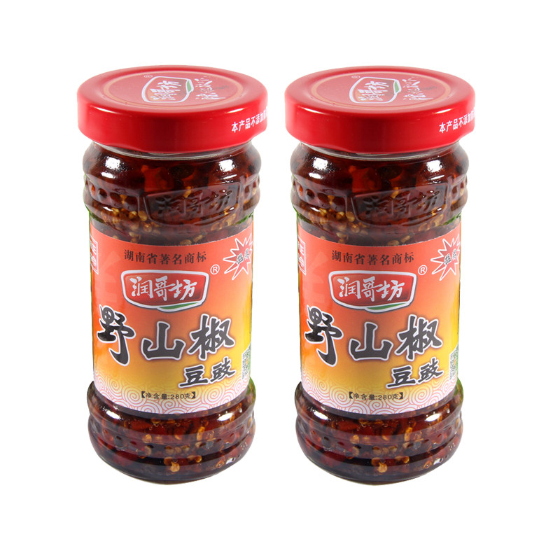 湖南特产润哥坊野山椒特辣剁辣椒酱香辣豆豉拌面酱下饭菜火锅料